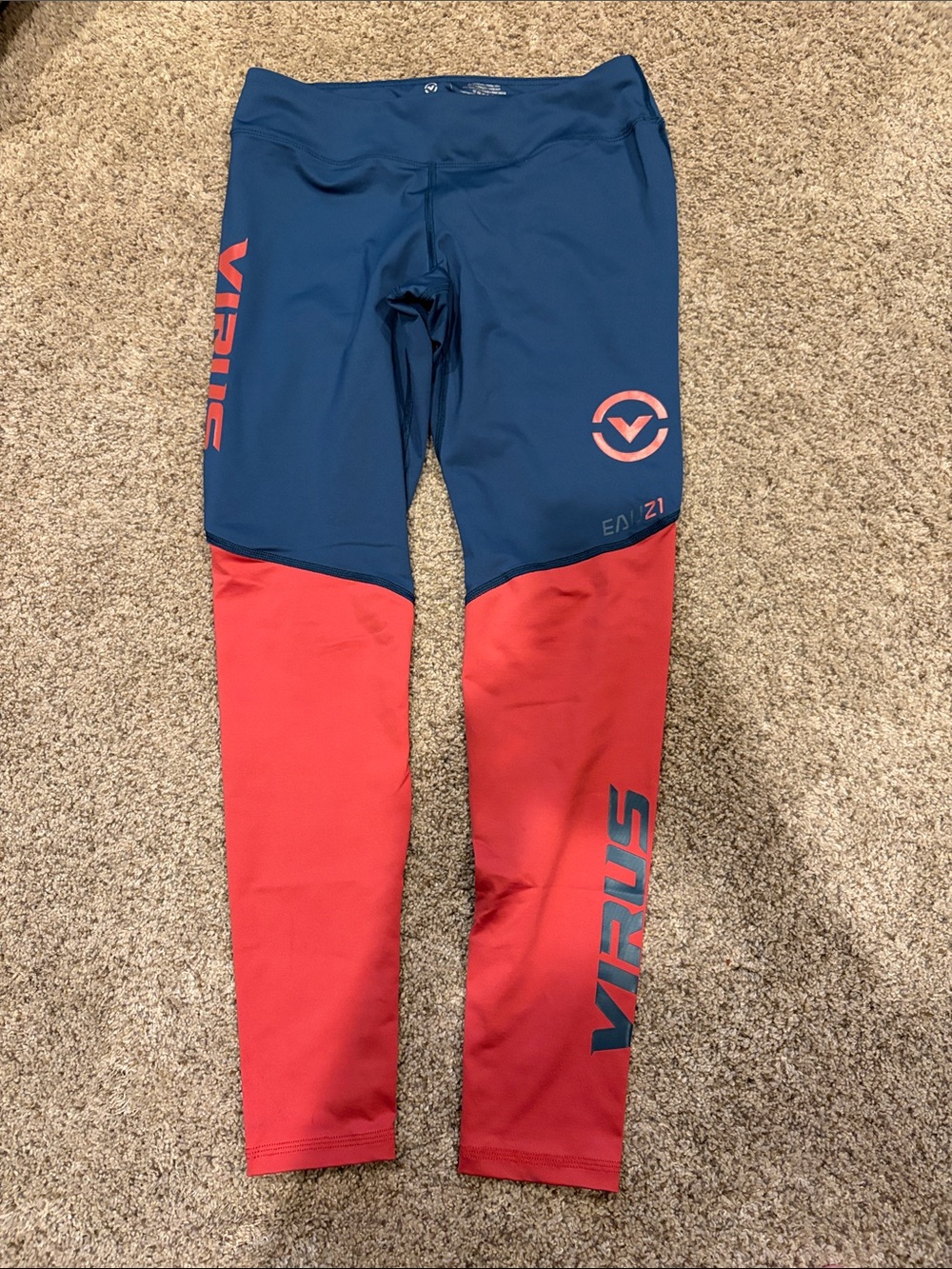 Virus Men's Navy and burnt red orange Two-Tone Leggings